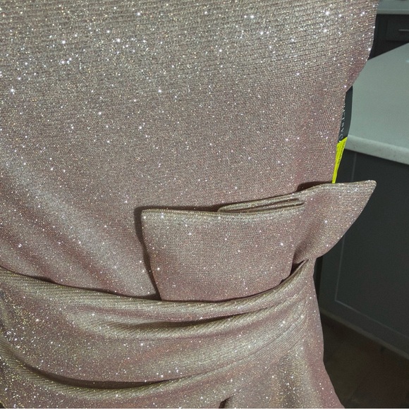 Betsy & Adam Glittering Asymmetrical Blush Dress - Picture 4 of 8